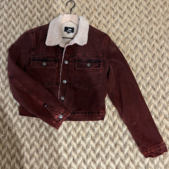Hudson Jeans Jacket - Women's Medium Red - Denim Trucker Shearling - Picture 3 of 13